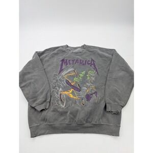 Distressed Metallica Crew Neck Sweatshirt - Size Medium